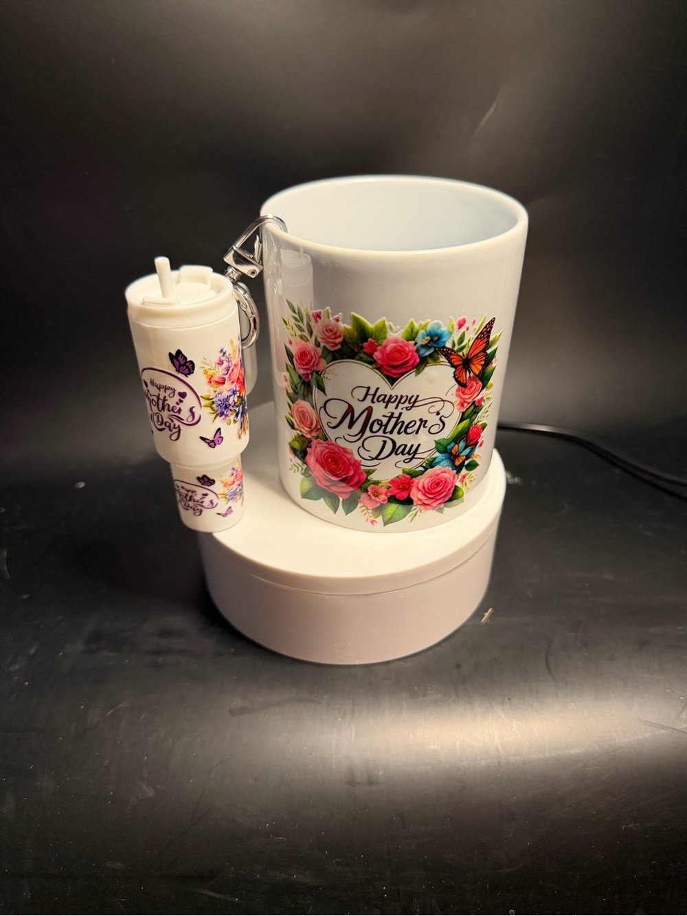Happy Mother's Day Floral Ceramic Mug - White with Pink Roses